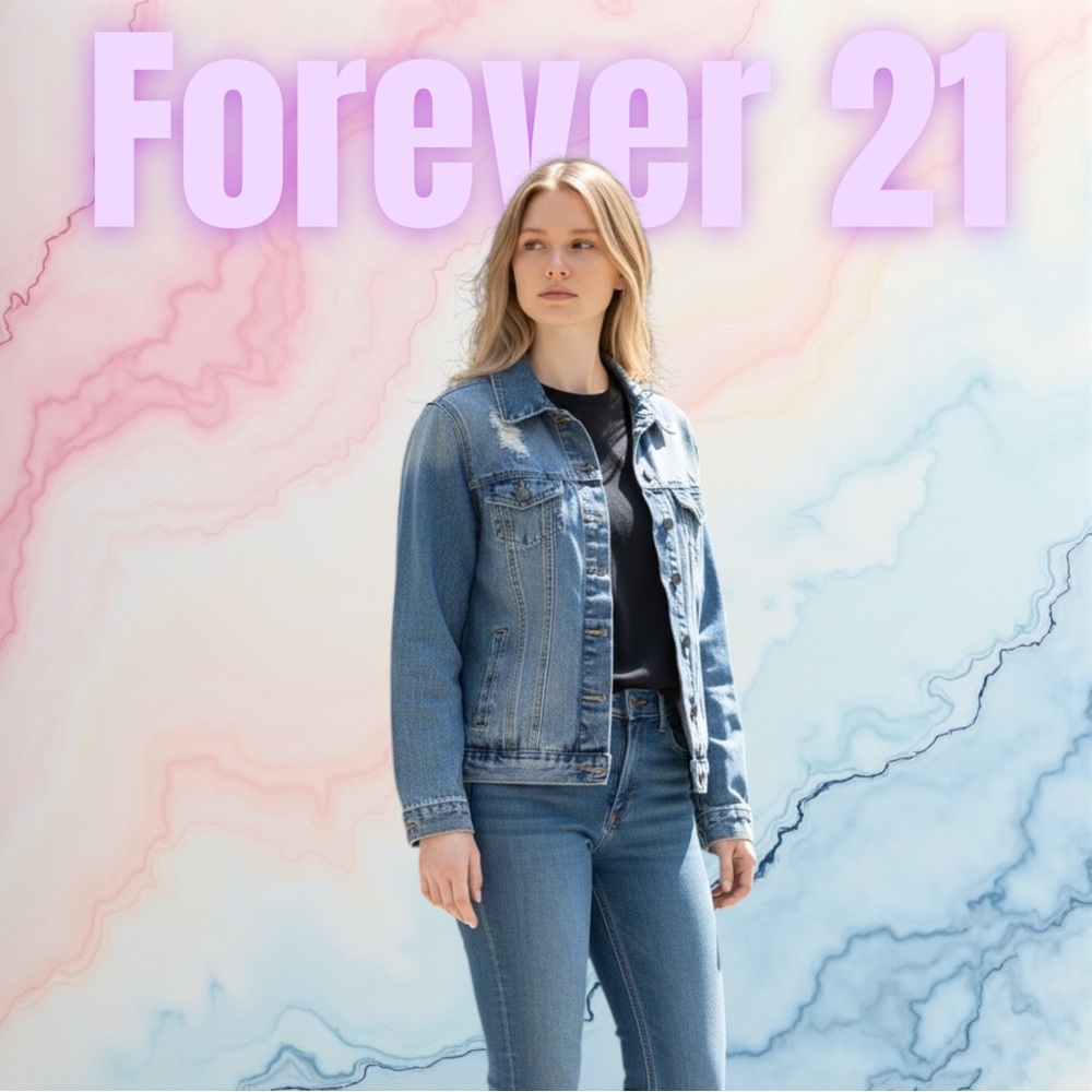 Vintage Y2K Forever 21 Blue Denim Jacket new without tags - Picture 4 of 8
